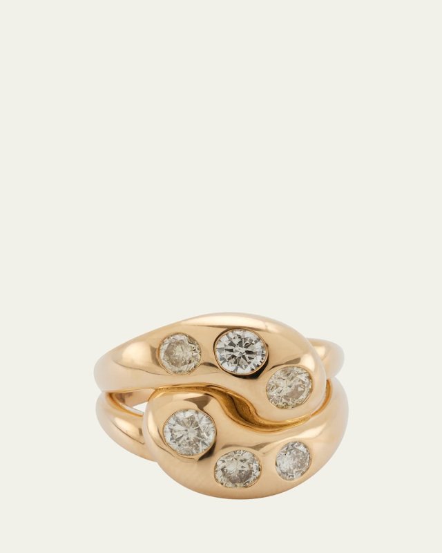 18K Yellow Gold Champagne Diamond Knot Ring